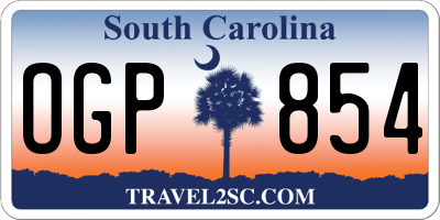 SC license plate OGP854