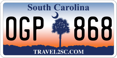 SC license plate OGP868