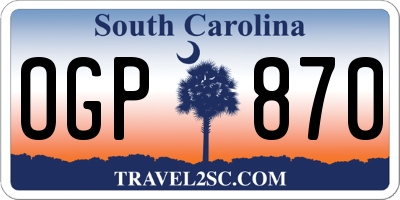 SC license plate OGP870