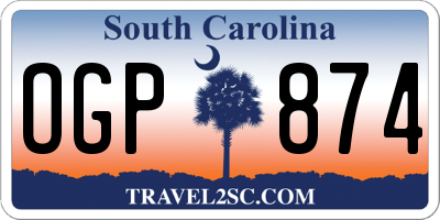 SC license plate OGP874