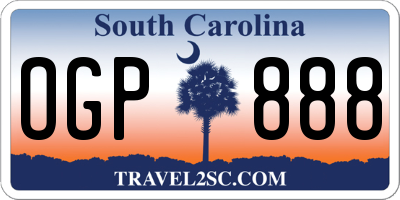 SC license plate OGP888