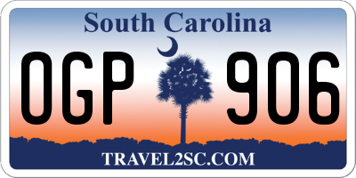 SC license plate OGP906