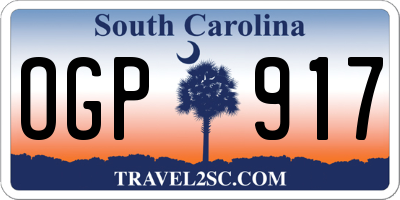 SC license plate OGP917