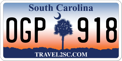 SC license plate OGP918