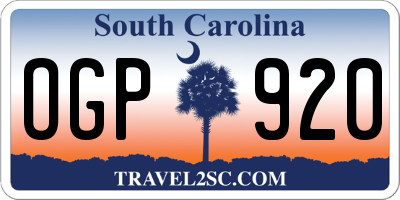 SC license plate OGP920