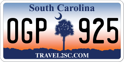 SC license plate OGP925