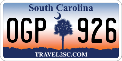 SC license plate OGP926