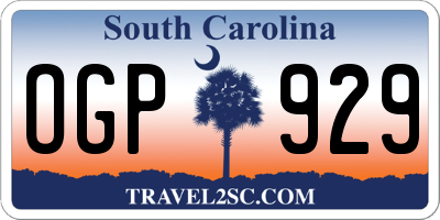 SC license plate OGP929