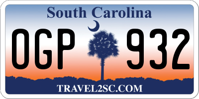 SC license plate OGP932