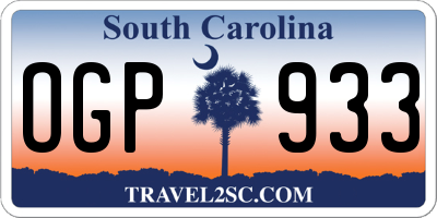 SC license plate OGP933