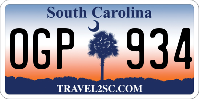 SC license plate OGP934