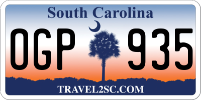 SC license plate OGP935