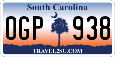 SC license plate OGP938