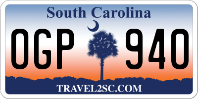 SC license plate OGP940