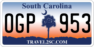 SC license plate OGP953