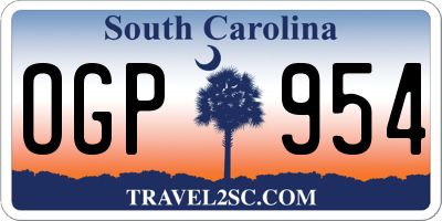 SC license plate OGP954