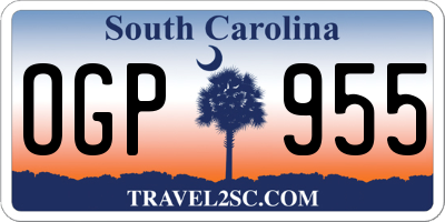SC license plate OGP955