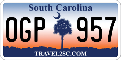 SC license plate OGP957