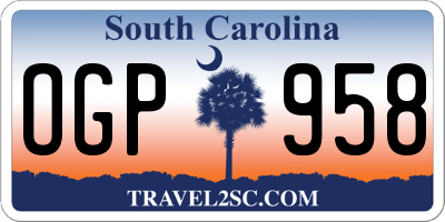 SC license plate OGP958