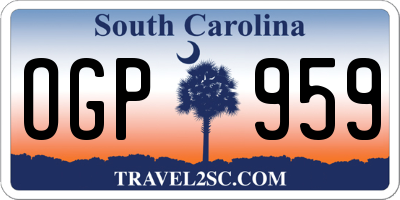 SC license plate OGP959