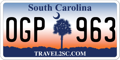 SC license plate OGP963