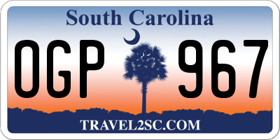 SC license plate OGP967