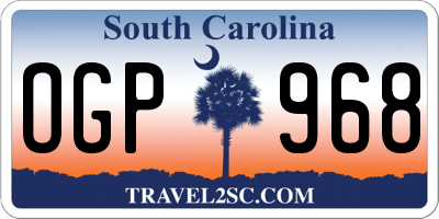 SC license plate OGP968