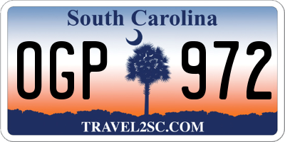 SC license plate OGP972