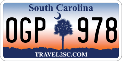 SC license plate OGP978