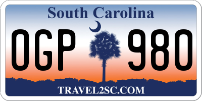SC license plate OGP980