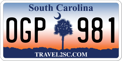 SC license plate OGP981
