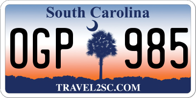SC license plate OGP985