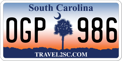SC license plate OGP986