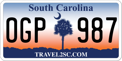 SC license plate OGP987