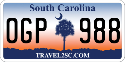SC license plate OGP988