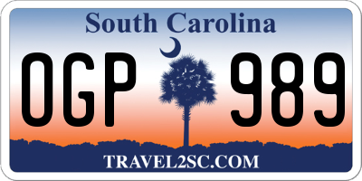 SC license plate OGP989
