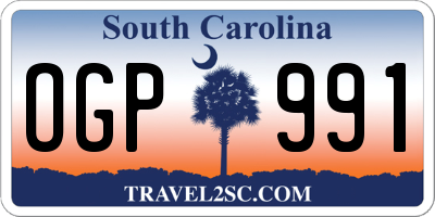 SC license plate OGP991
