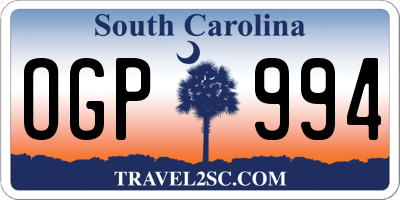 SC license plate OGP994