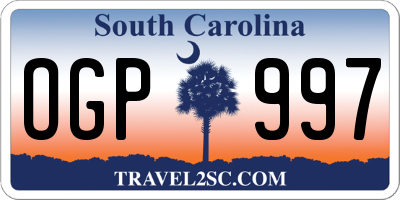 SC license plate OGP997
