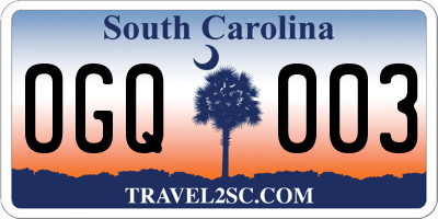 SC license plate OGQ003