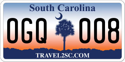 SC license plate OGQ008