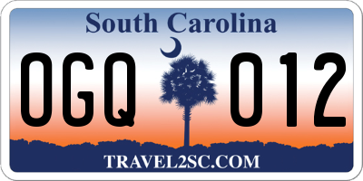 SC license plate OGQ012