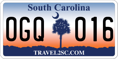 SC license plate OGQ016