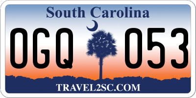 SC license plate OGQ053