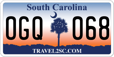 SC license plate OGQ068