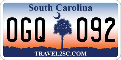 SC license plate OGQ092
