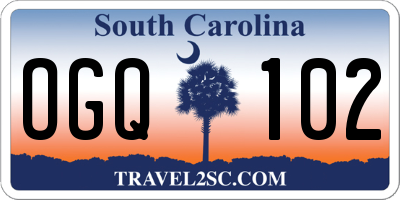 SC license plate OGQ102