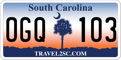 SC license plate OGQ103
