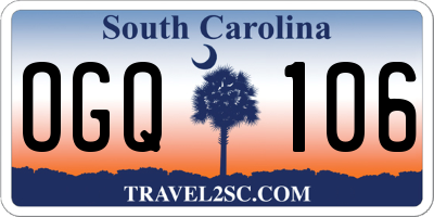 SC license plate OGQ106