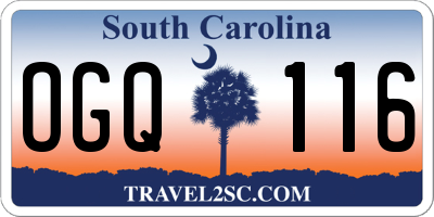 SC license plate OGQ116